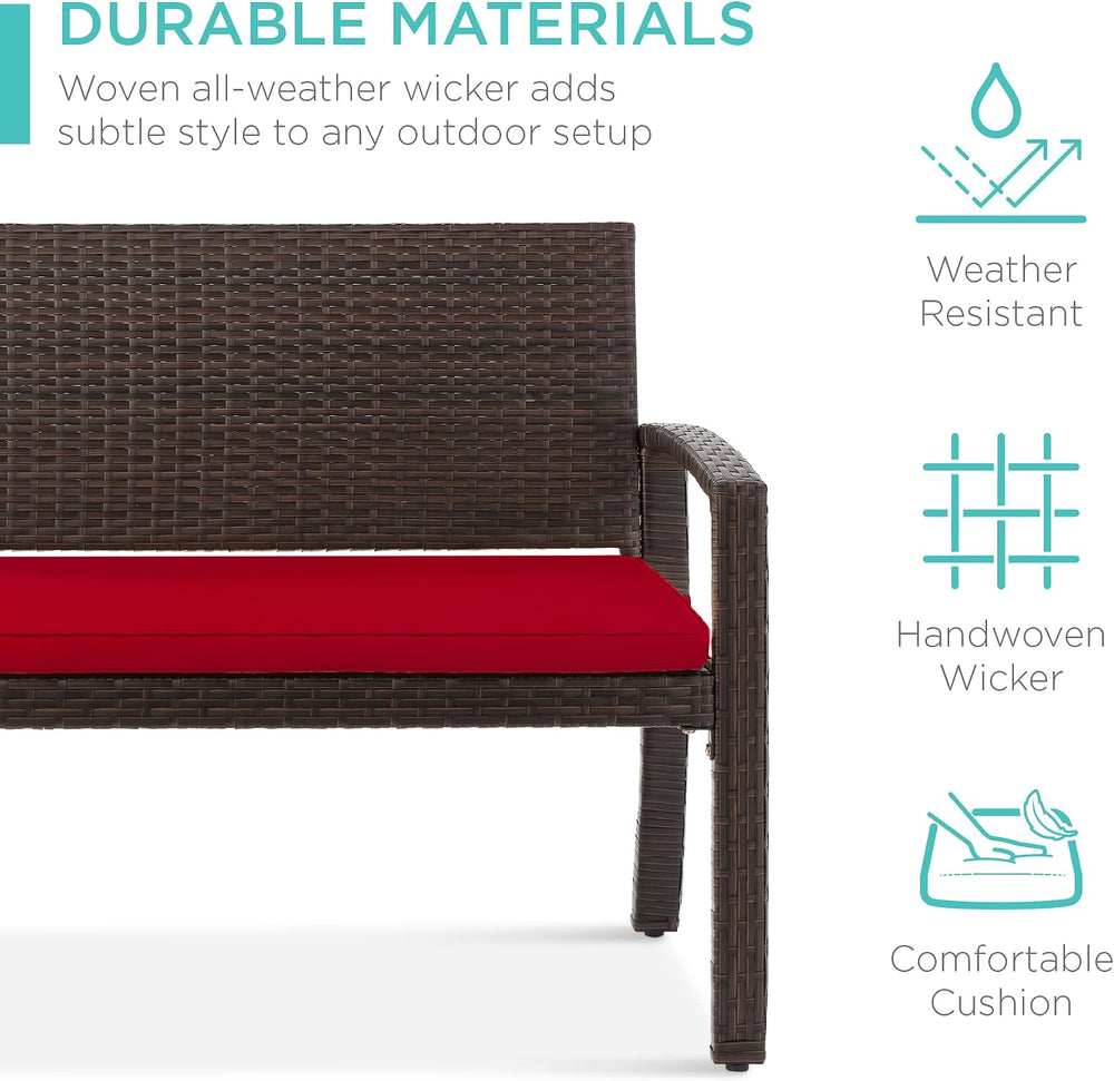 Best Choice Products Outdoor Bench 2-Person Wicker Garden Patio Benches Seati...