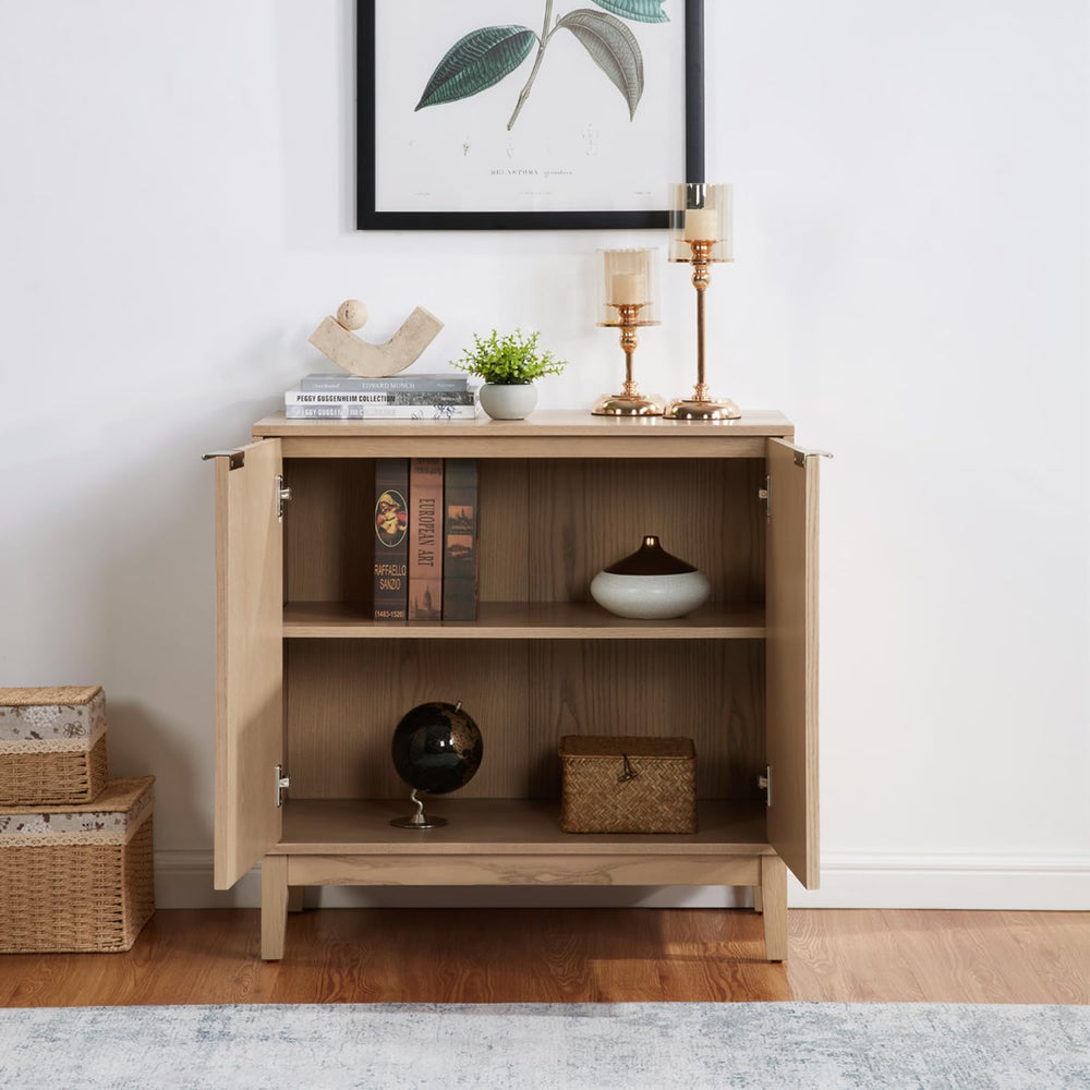 Modern Fluted Accent Credenza - Sideboard Buffet Cabinet with Doors & Adj...