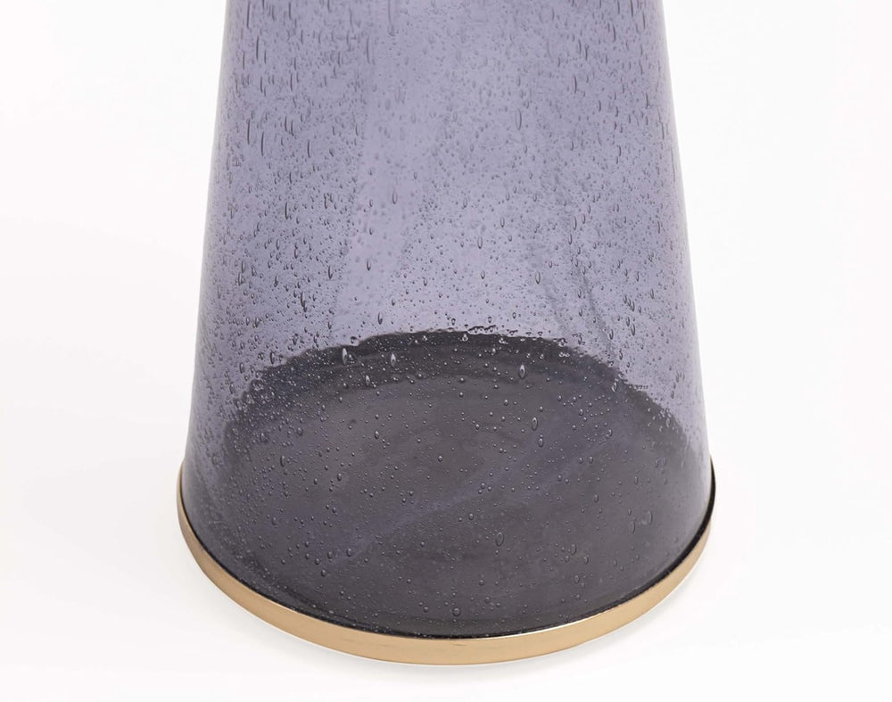 Modern Decorative Round Drink Table with Glass Base and Top with Gold Metal A...