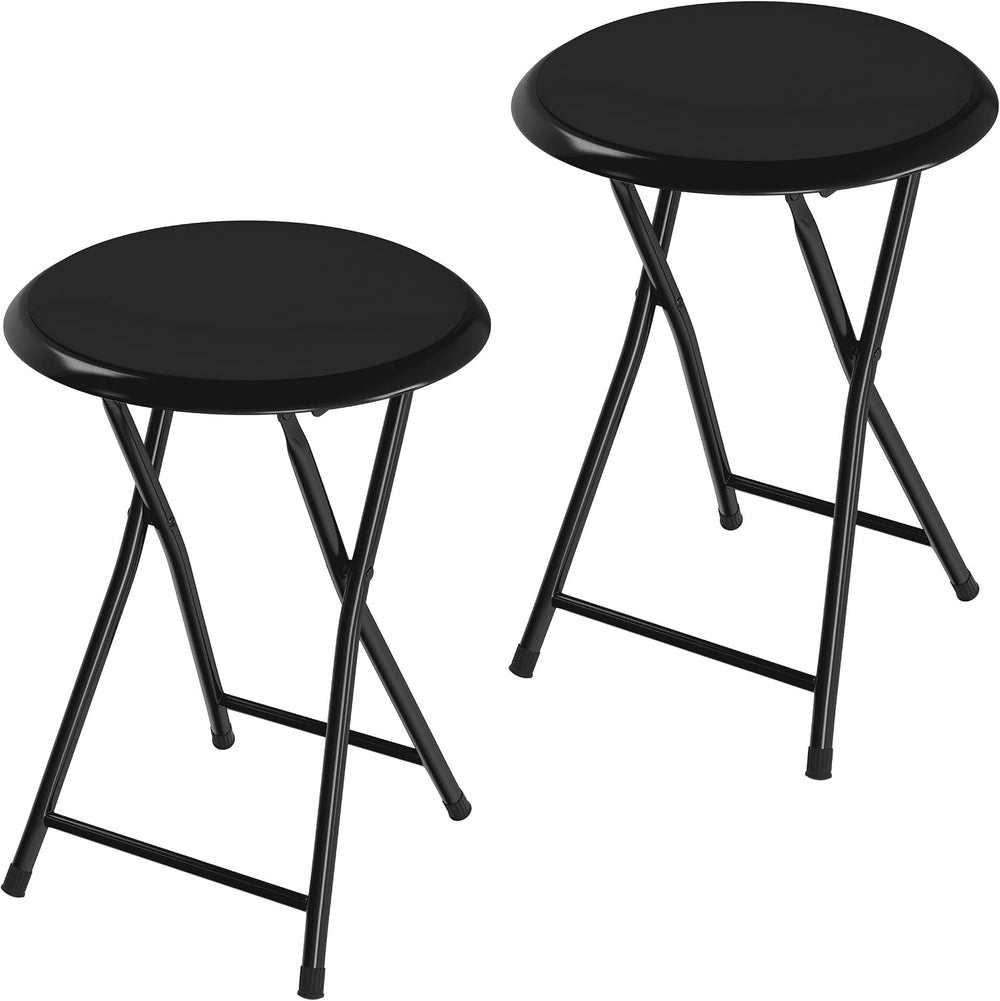 Lavish Home Portable Folding Stool with Backless Seat Set of 2, Black, 18”