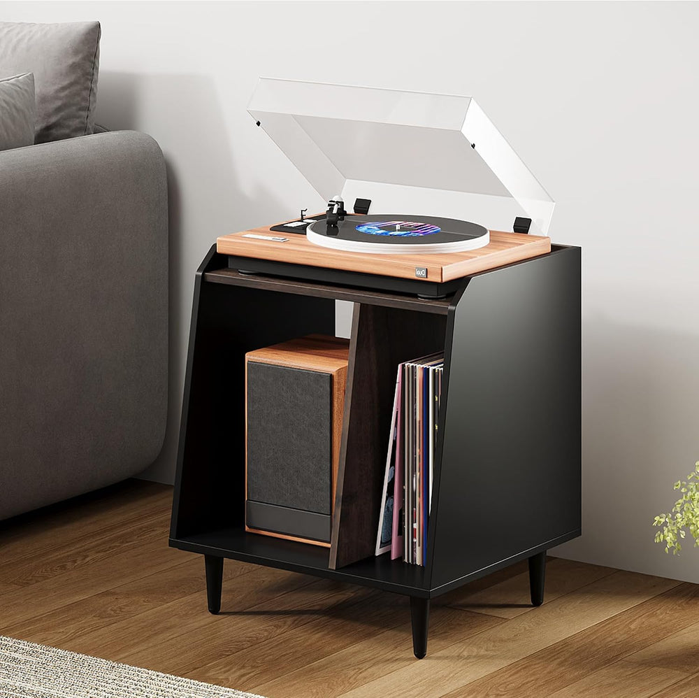 Rresyet End Table, Side Table with Adjustable Divided Shelves, Wooden Storage...