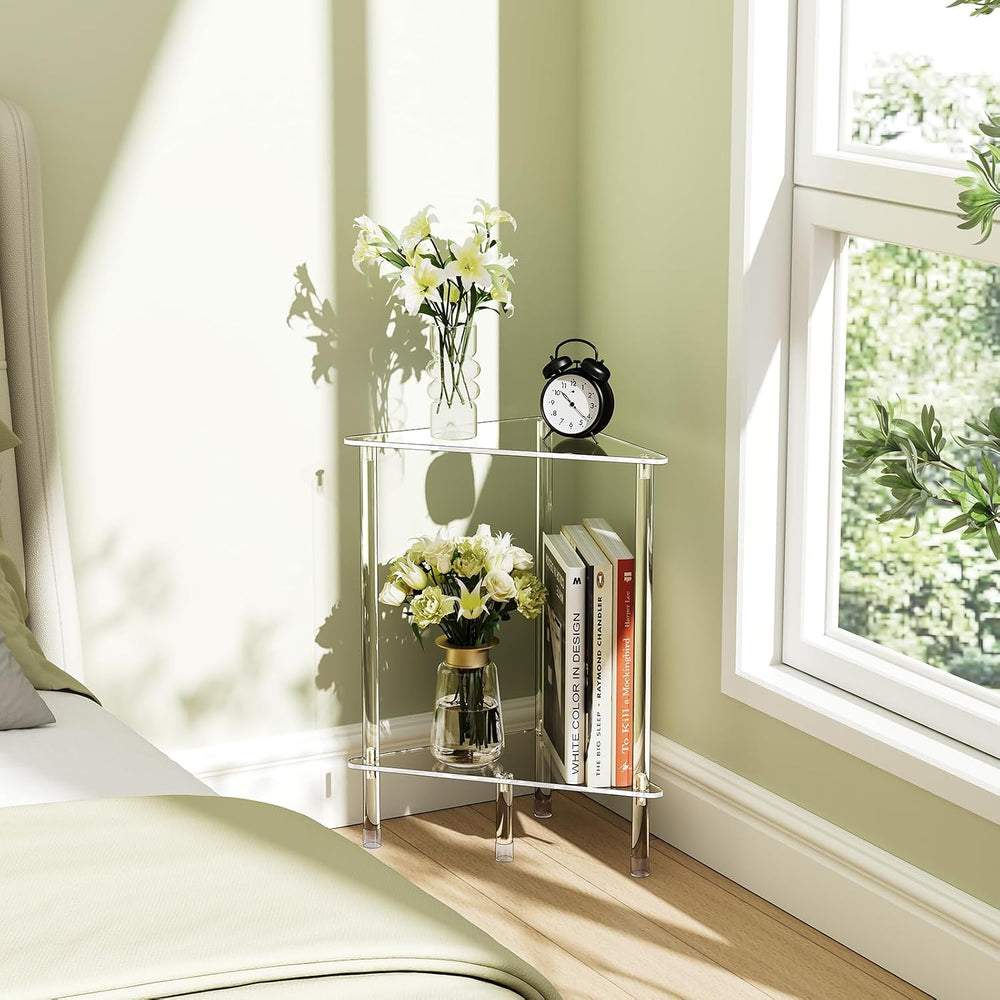 Clear Triangle Acrylic Side Table for Small Space, 11.81" L x 11.81"...