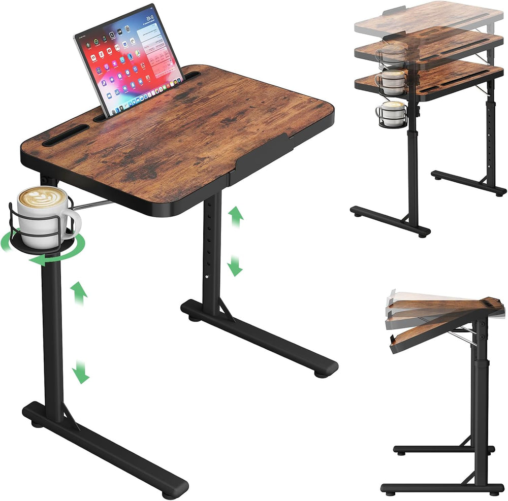 Kitstorack Large Adjustable TV Tray Table with Tilting Tabletop for Couch | D...