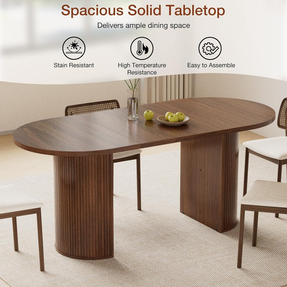 HOMMPA 70.8" Oval Dining Table for 4 6 Person Kitchen Table with Semi-Cy...