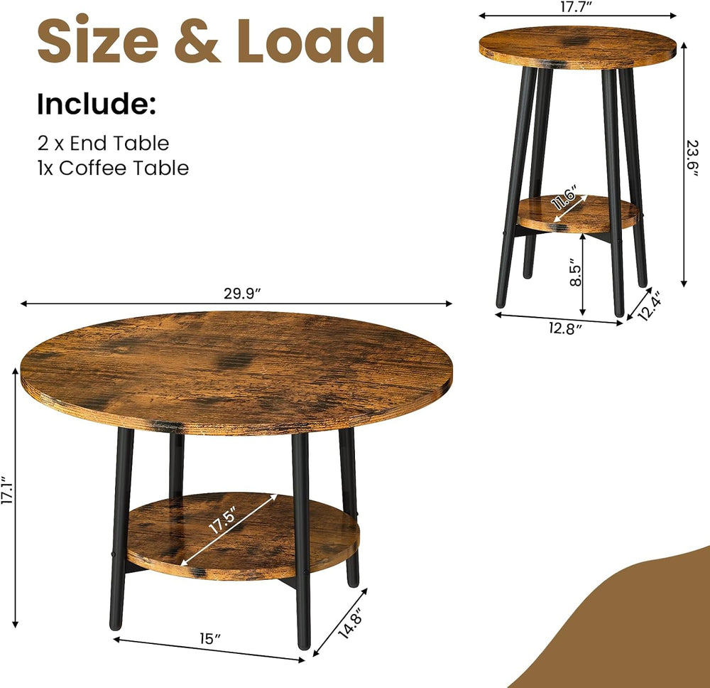 AWQM Coffee Table, Coffee Table Set of 3, Coffee Tables for Living Room | Rou...