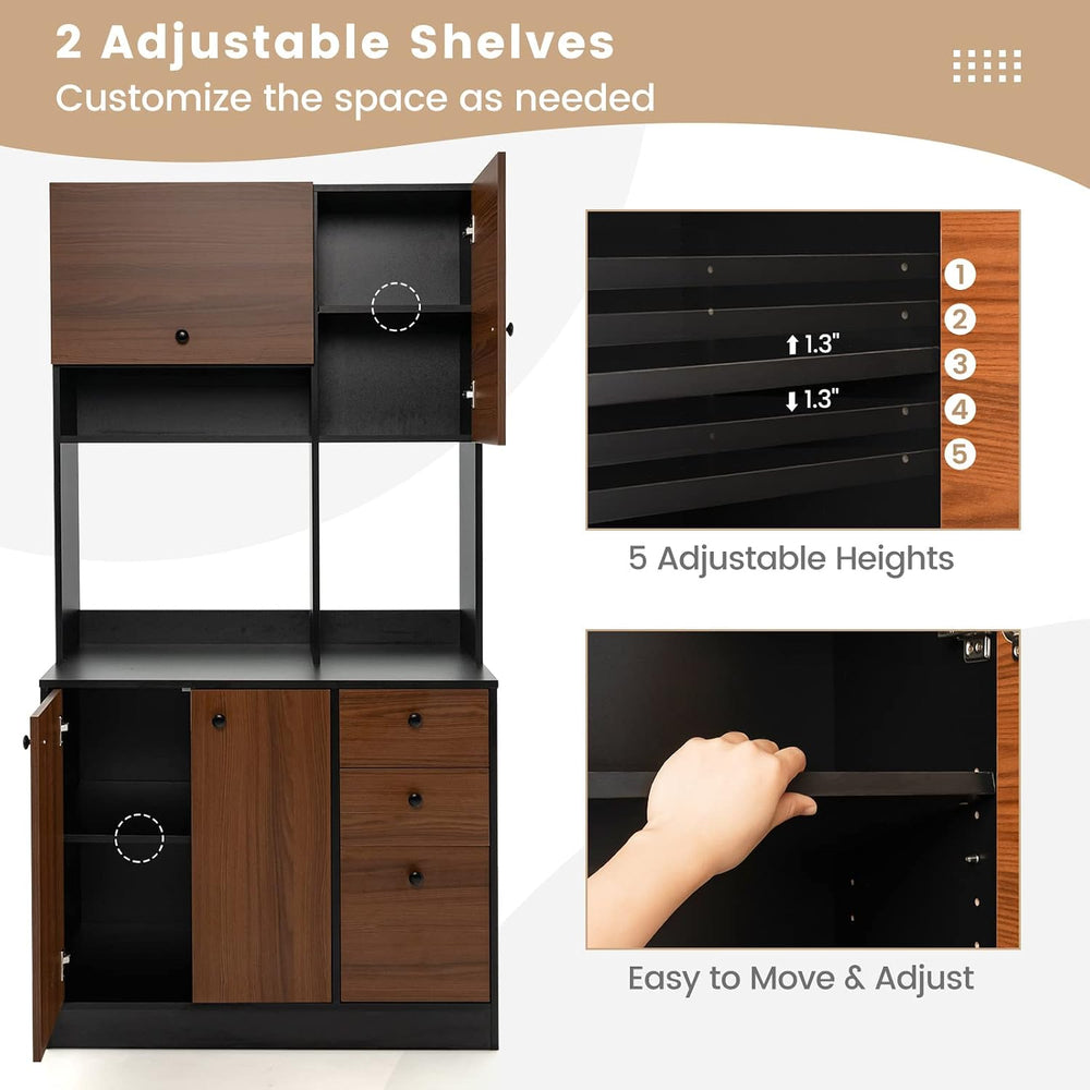 Giantex Kitchen Pantry, Buffet Hutch with 3 Storage Cabinet, 71'' Flo...