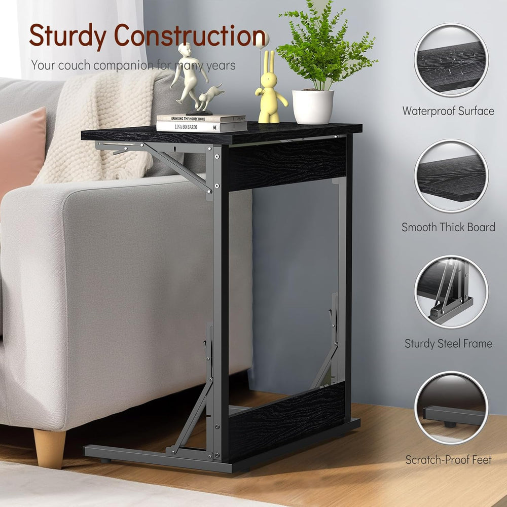 Tatub 24" TV Tray Table Set of 4, Folding C Shaped End Table, Small Sofa...