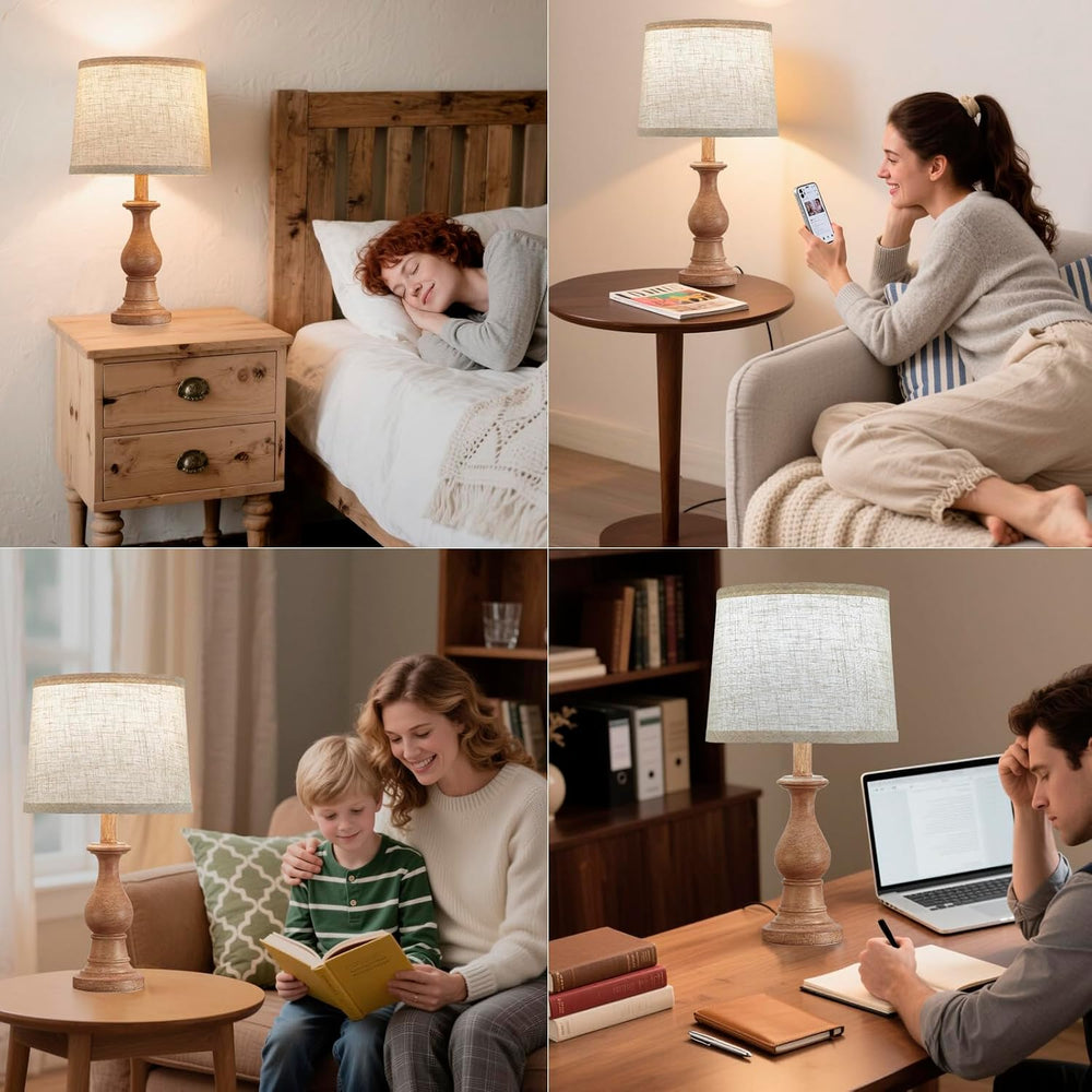 Table Lamps Set of 2, 18.5" Vintage Bedside Lamps for Bedroom Living Room