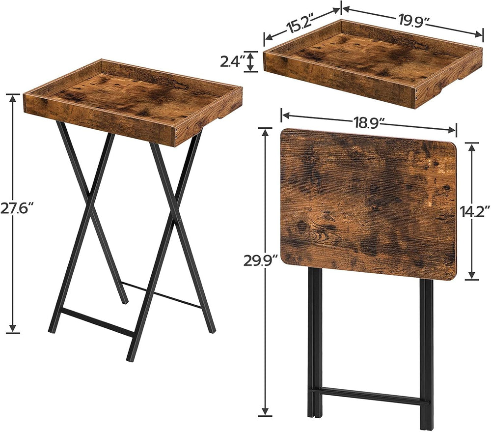 HOOBRO TV Tray Table, Folding Table with Removable Serving Tray, Stable TV Tr...