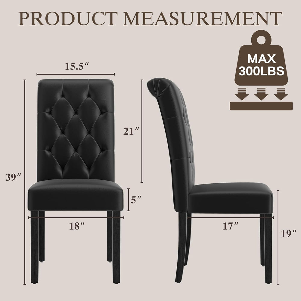 LSSBOUGHT Upholstered Dining Chairs Set of 4,Tufted Parsons Kitchen Chair wit...