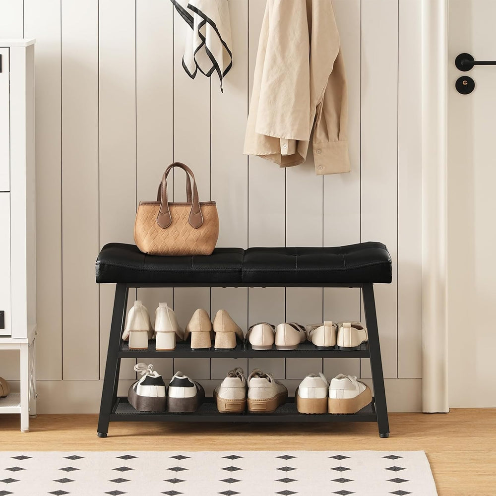 YATINEY Shoe Bench, 3-Tier Shoe Rack, Entryway Bench with Storage and Cushion...
