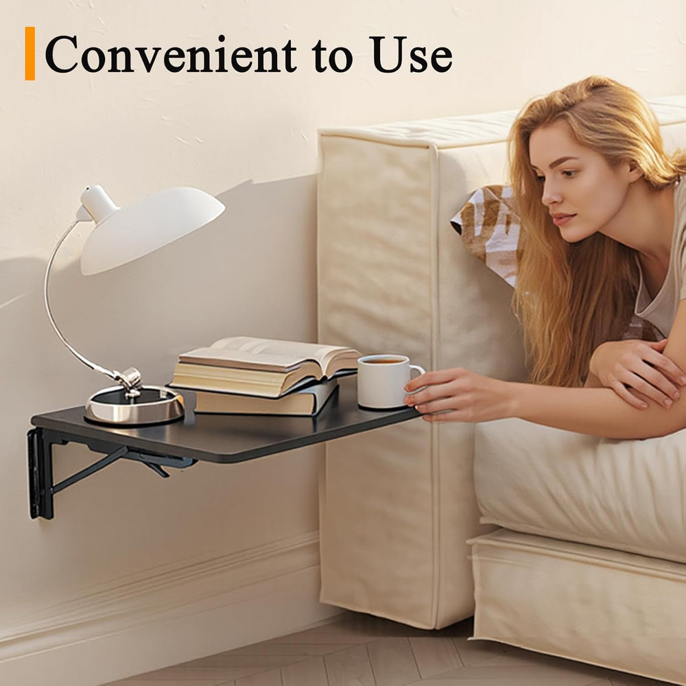 TEAMIX Wall Folding Table, Wall Mounted Floating Table Bedside Shelf for Smal...