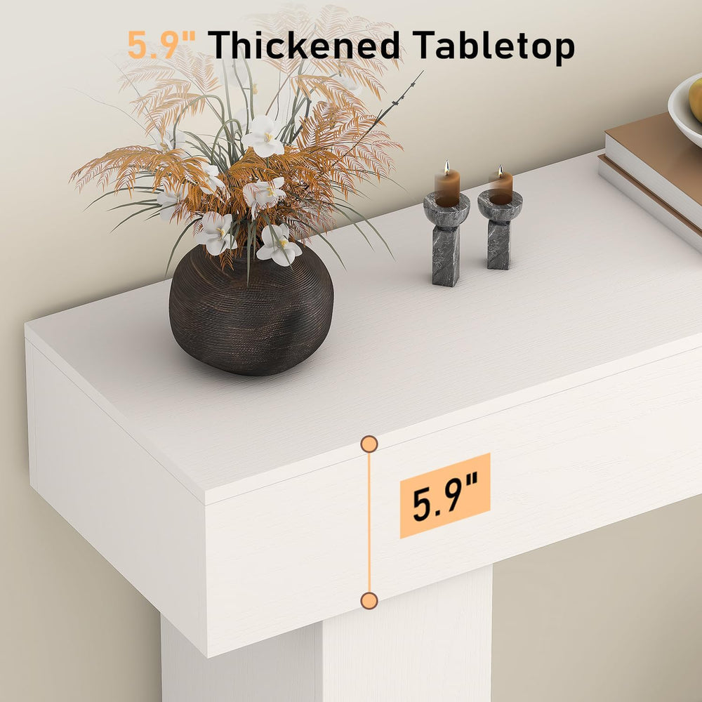 63 Inch Long Console Table for Entryway, Farmhouse Wood Rectangular Sofa Tabl...