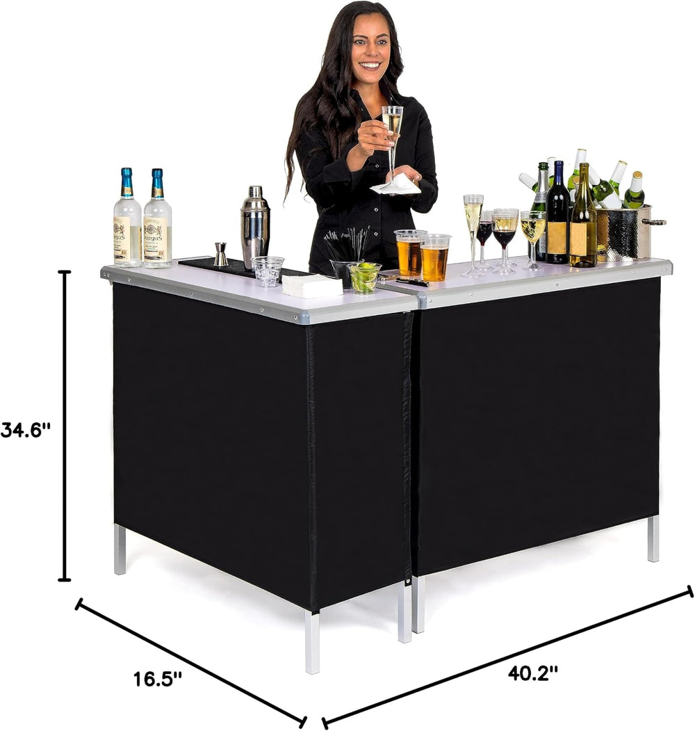 GoBar Portable Double Bar Table Set - Mobile Bartender Station for Events - I...
