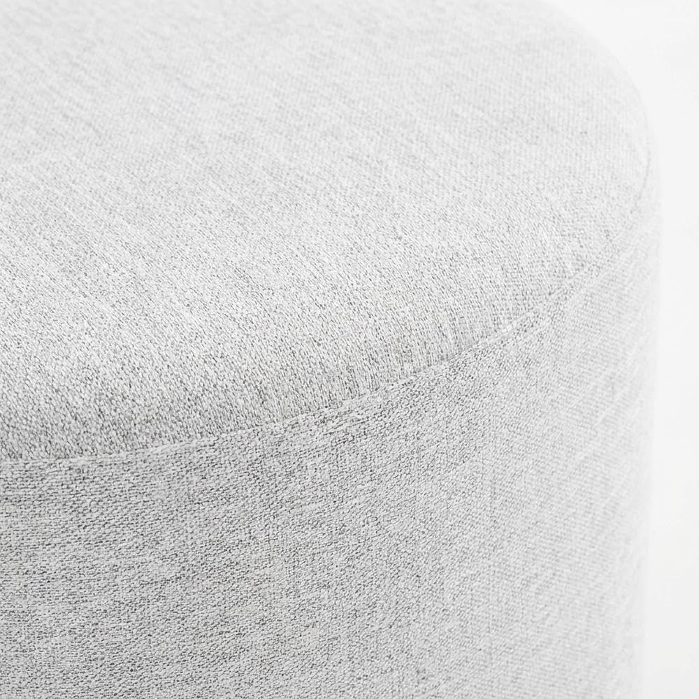 Gray 23" Round Woven Heathered Fabric Upholstered Ottoman, Outdoor Sitti...
