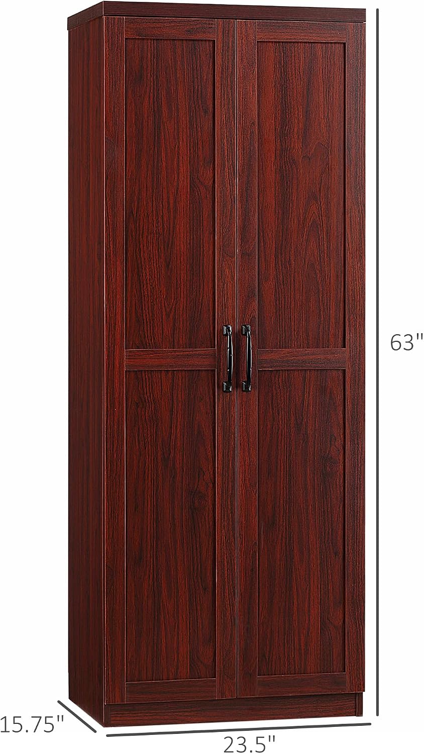 HOMCOM 63" 2-Door Kitchen Pantry 5-Tier Espresso | Freestanding Storage ...