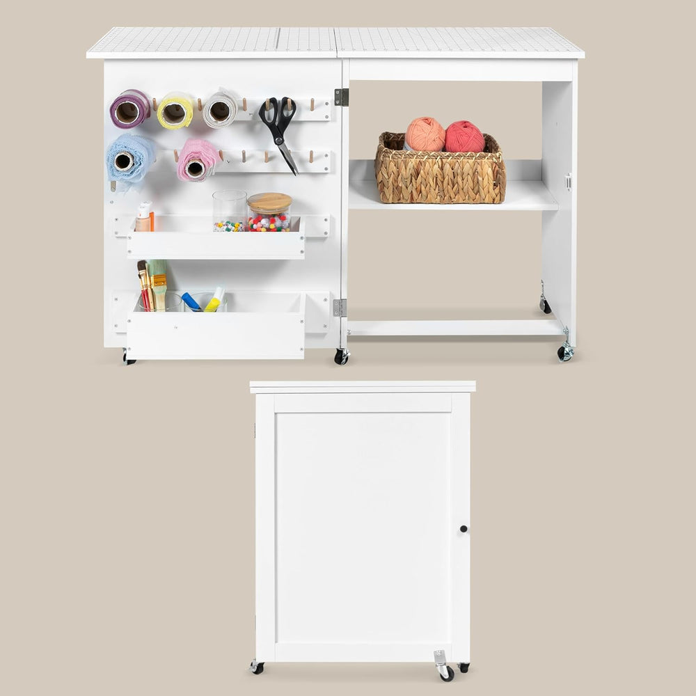 Crutello Sewing Table and Folding Craft Table with Storage for Adults - 46 in...