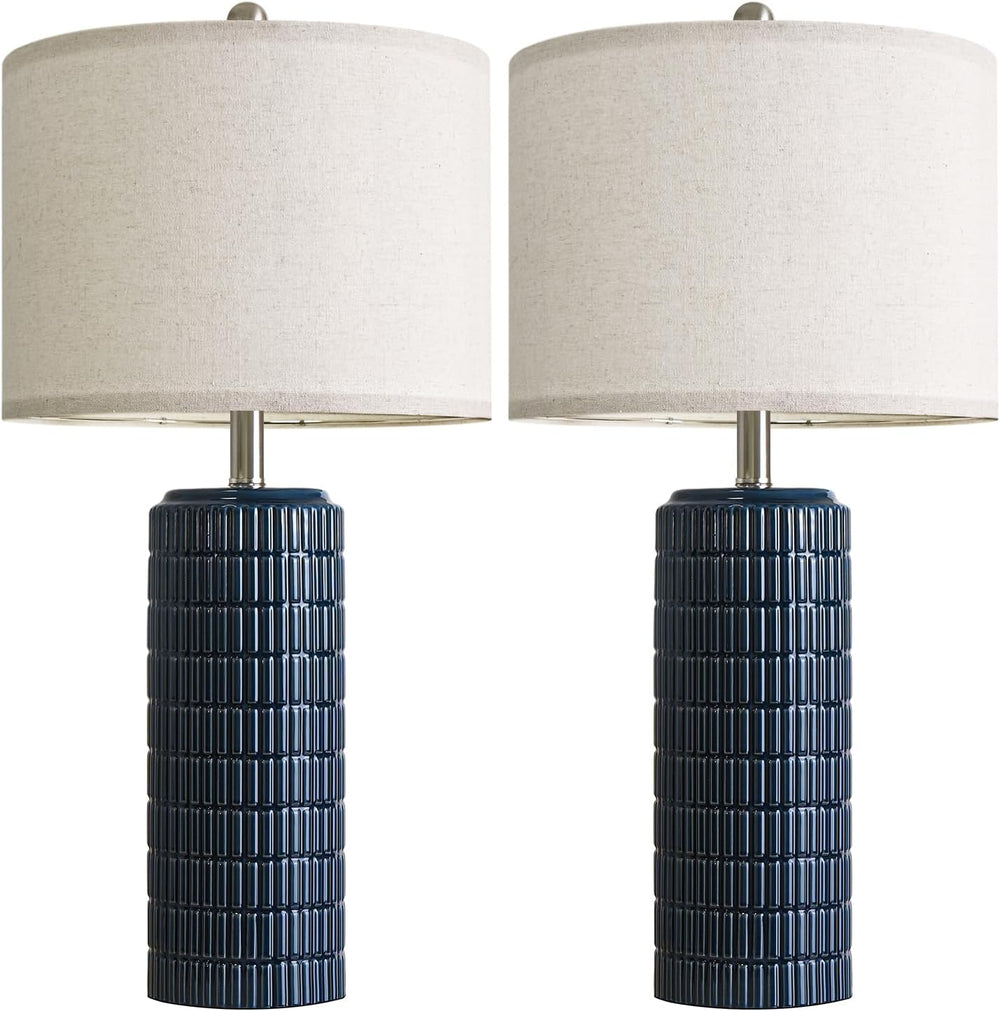 PoKat 27.5'' Tall Table Lamps for Living Room Set of 2, Ceramic Bedro...