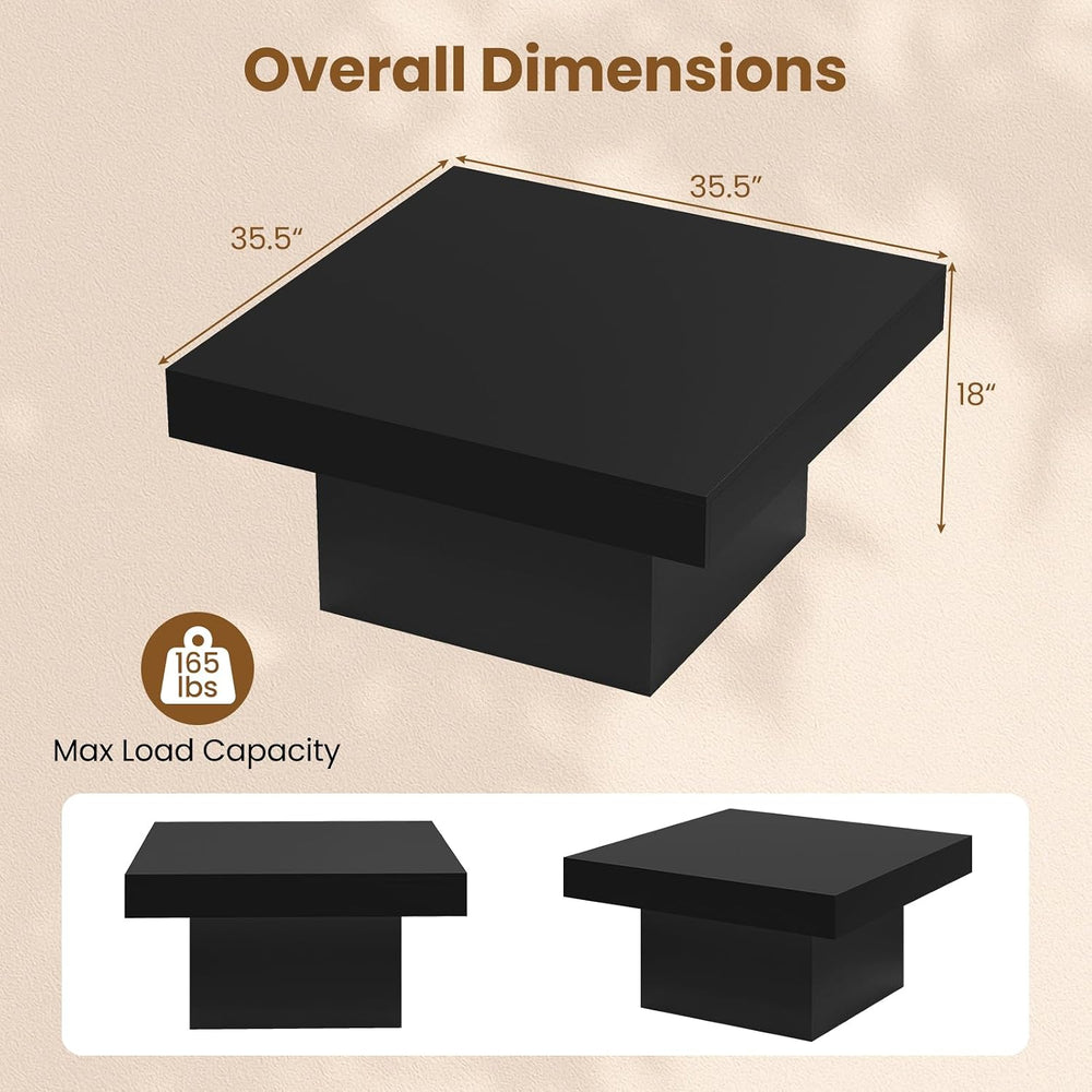 GOFLAME LED Coffee Table for Living Room, Square, Modern High Glossy, Black