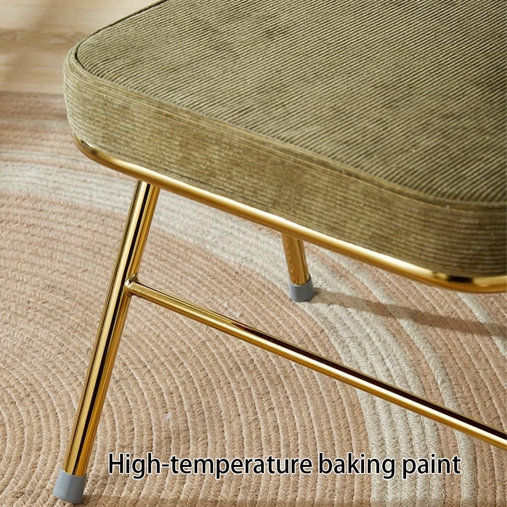 Corduroy Fabric Folding Chair, Home Balcony Retro Folding Chair, Metal Foldab...
