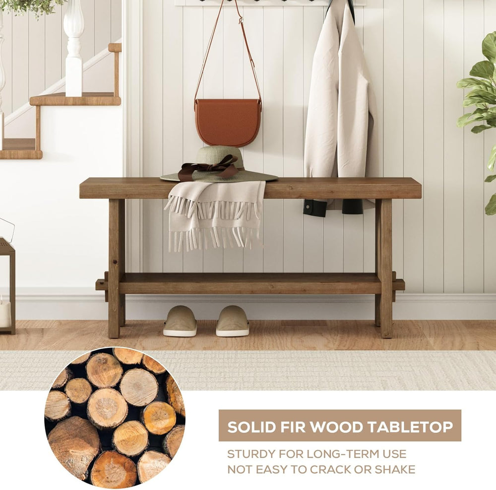 HOKYHOKY Solid Wood Entryway Bench - 39.4" Farmhouse Long Storage Bench,...