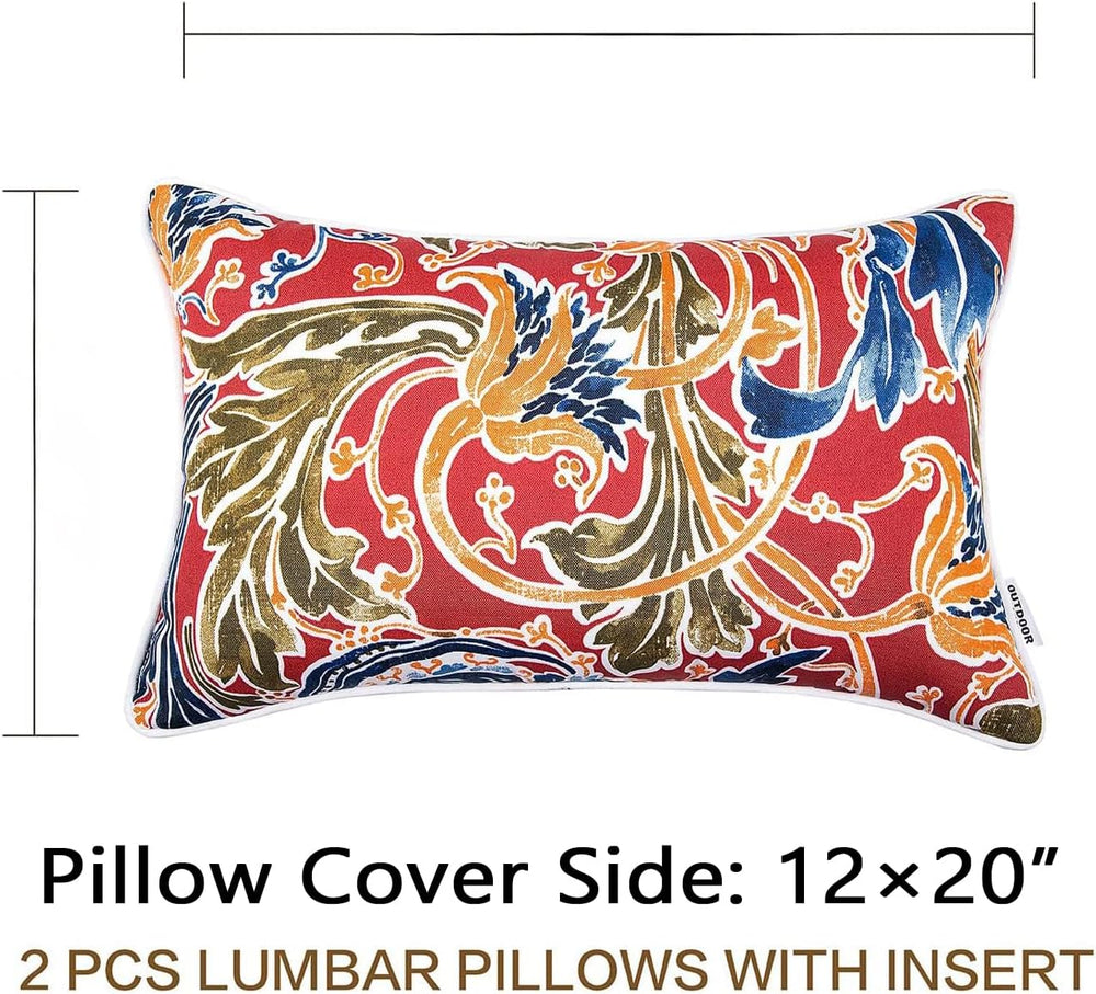 JMGBird Colorful Pillows Red Outdoor Pillows with Inserts Included