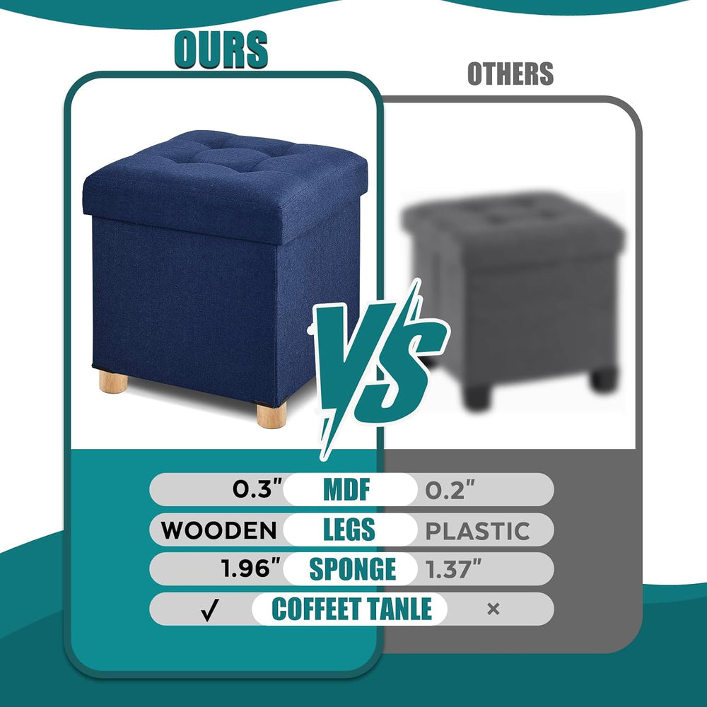 BRIAN & DANY Ottoman with Storage, Square Storage Ottoman for Dorm, Linen...