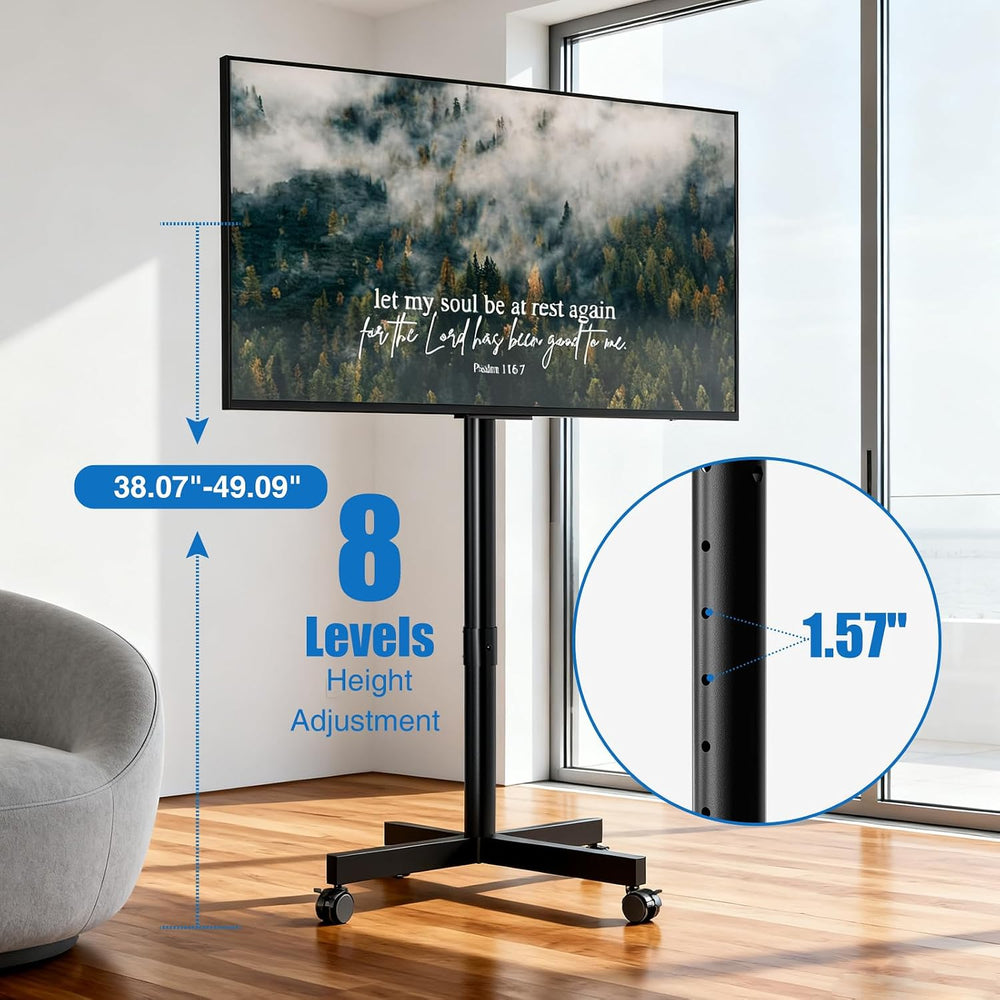 Mobile TV Cart, Floor TV Stand for 13-55 inch TVs with -10°/+15° Tilt Mount H...
