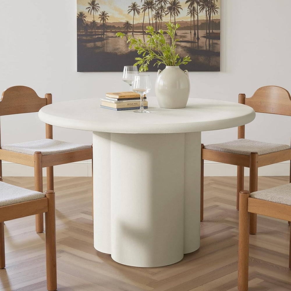 45-Inch Thick Concrete Dining Table for 4. Unique Cloud-Shaped Base, Sturdy D...