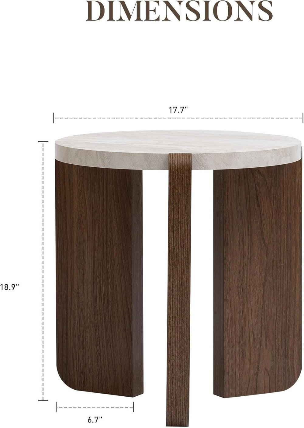 COSIEST Small Round Side Table, Modern 3-Leg Accent End Table with Faux Marbl...