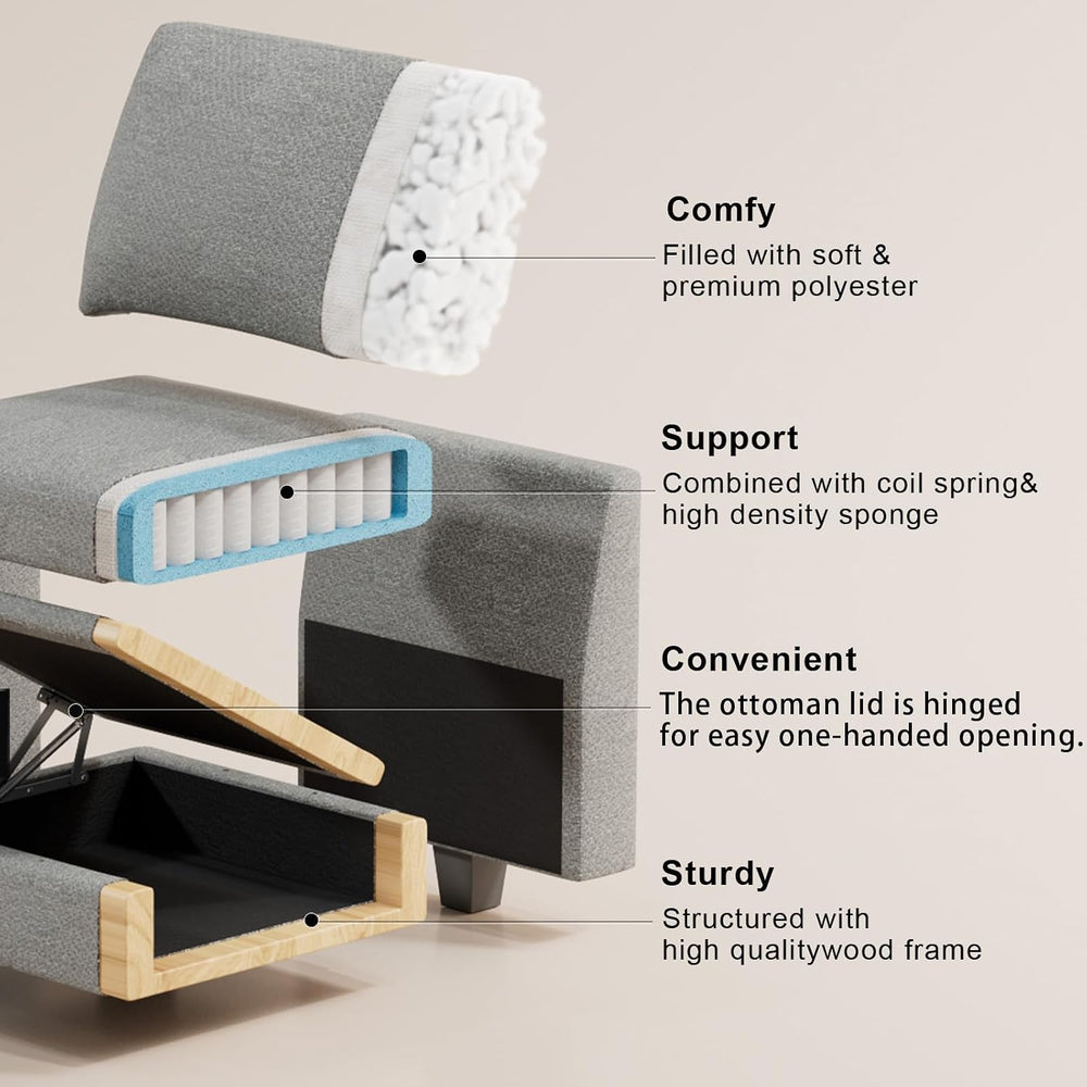 Belffin 45.9" Storage Ottoman Bench Oversized Ottoman for Footrest Uphol...