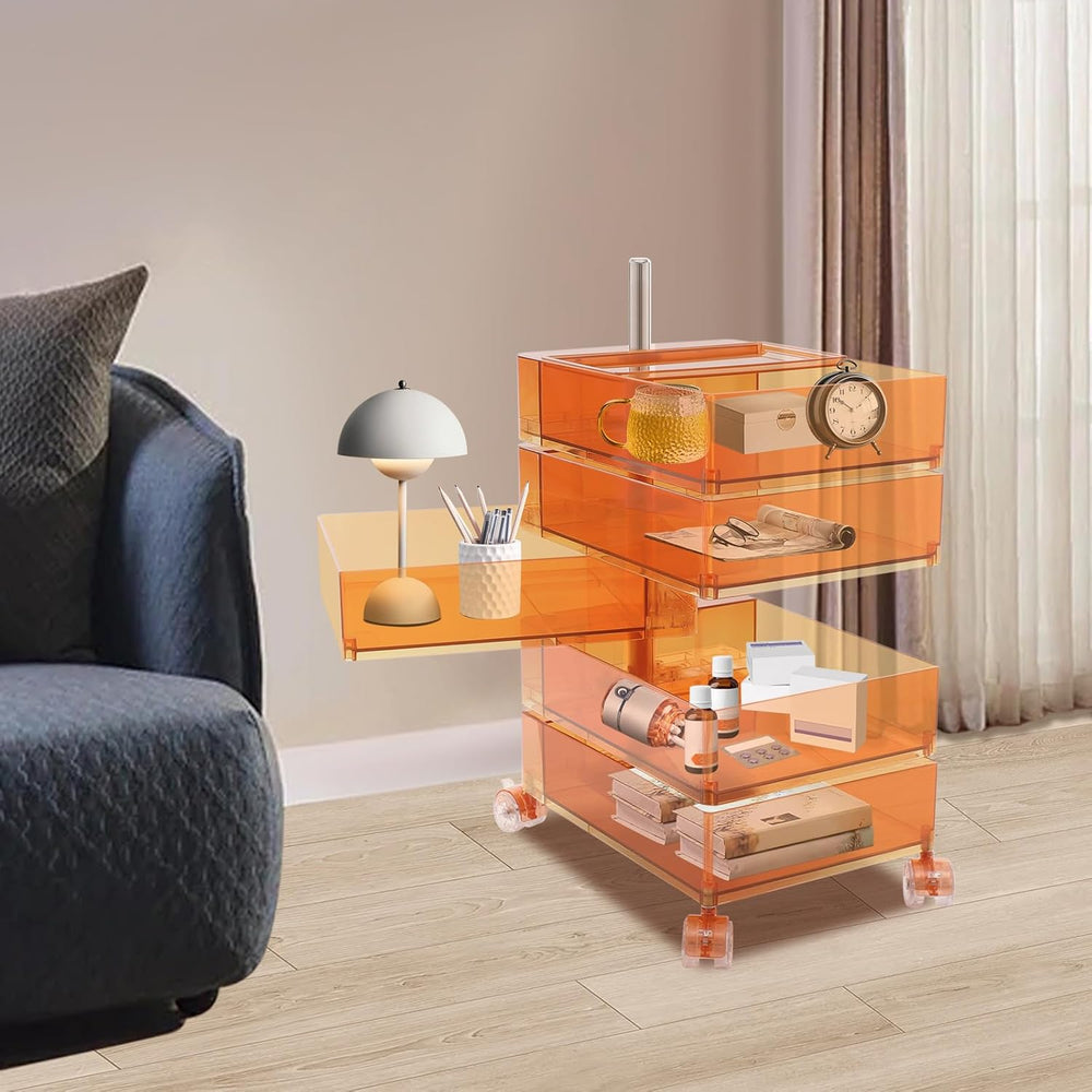 5 Tier Storage Cabinet, 360° Rotating Sofa Side Cabinet, Multi-Functional Rot...