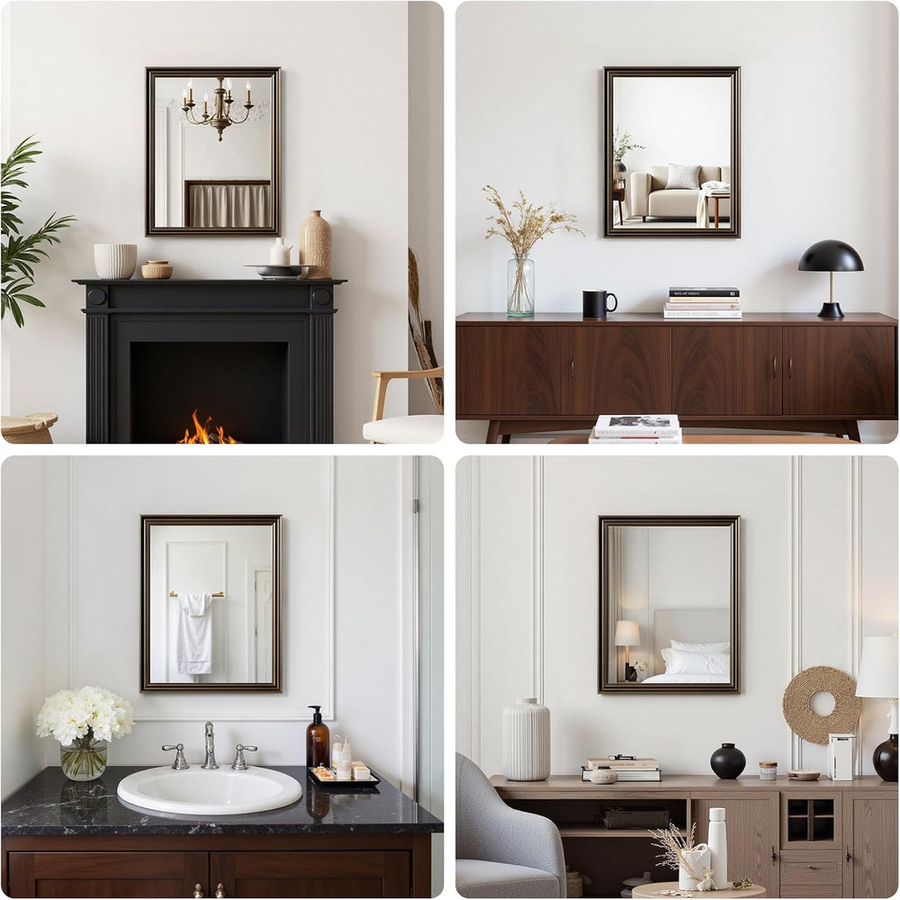 Retro Copper Effect Framed Wall Mirror, 22x30 Rectangle Mirror