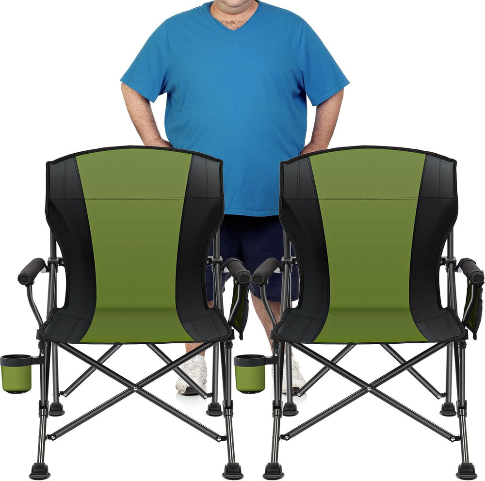 2 Pack Oversized Folding Camping Chair for Adults, Supports 450 LBS Camping C...