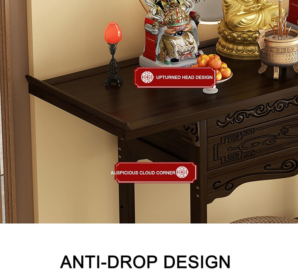 HARELA Meditation Altar Table Cabinet with Drawer, Meditation Shrine Buddhist...