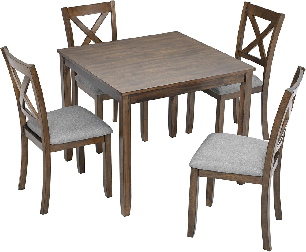 LUMISOL Dining Table Set for 4, Farmhouse Kitchen Table Set with 4 Upholstere...