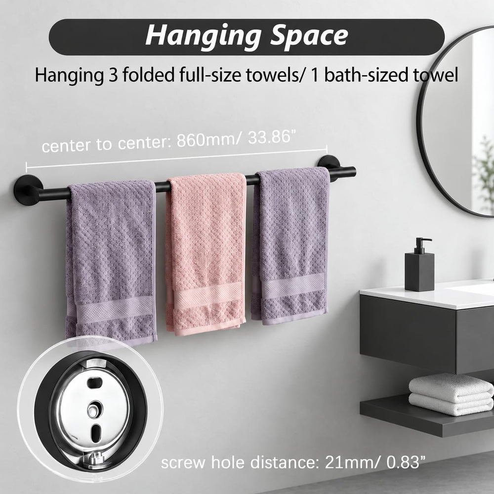SEIDO Black Towel Bar 36 Inch One-Piece Design, SUS 304 Stainless Steel Towel...