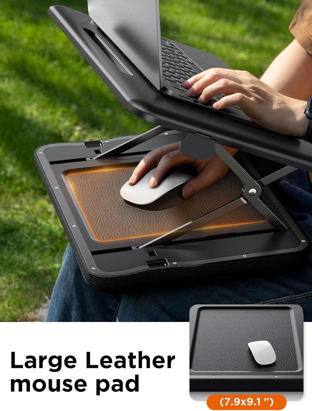 SAIJI Height & Tilt Adjustable Lap Desk, Portable Laptop Stand for Bed