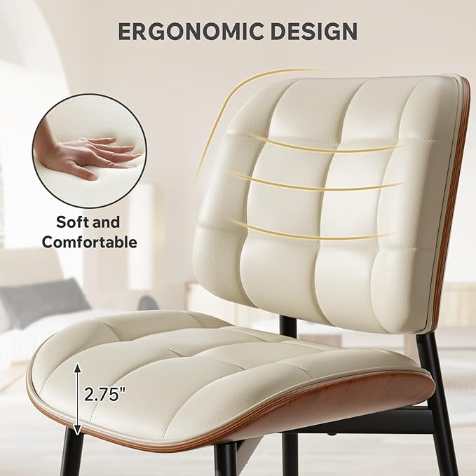 Dining Chair, Mid Century Modern Dining Room Chair with Thick Cushion, Uphols...