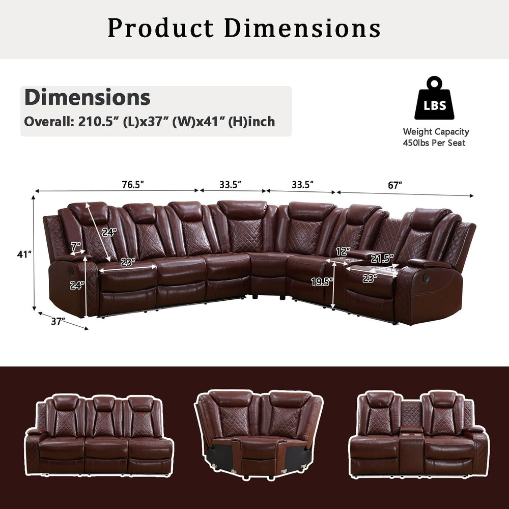 A Ainehome Power LED Reclining Sectional Sofa Set, Living Room Power Recliner...