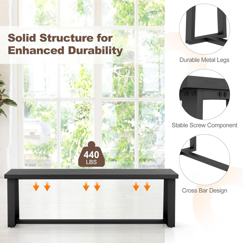 Giantex 56.5" L Wood Dining Bench, Industrial Table Bench w Metal Frame,...