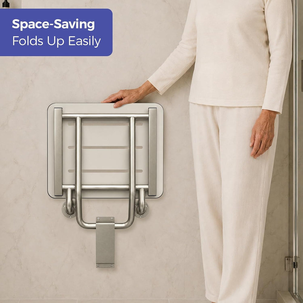Stardrix 18" x 16" ADA Compliant Phenolic White Folding Shower Seat...