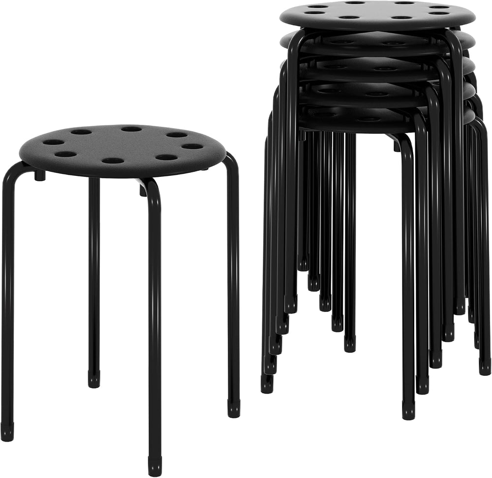 VECELO 6-Piece Stacking Stools, 17.7 Inch Standard Height, Portable Stackable...