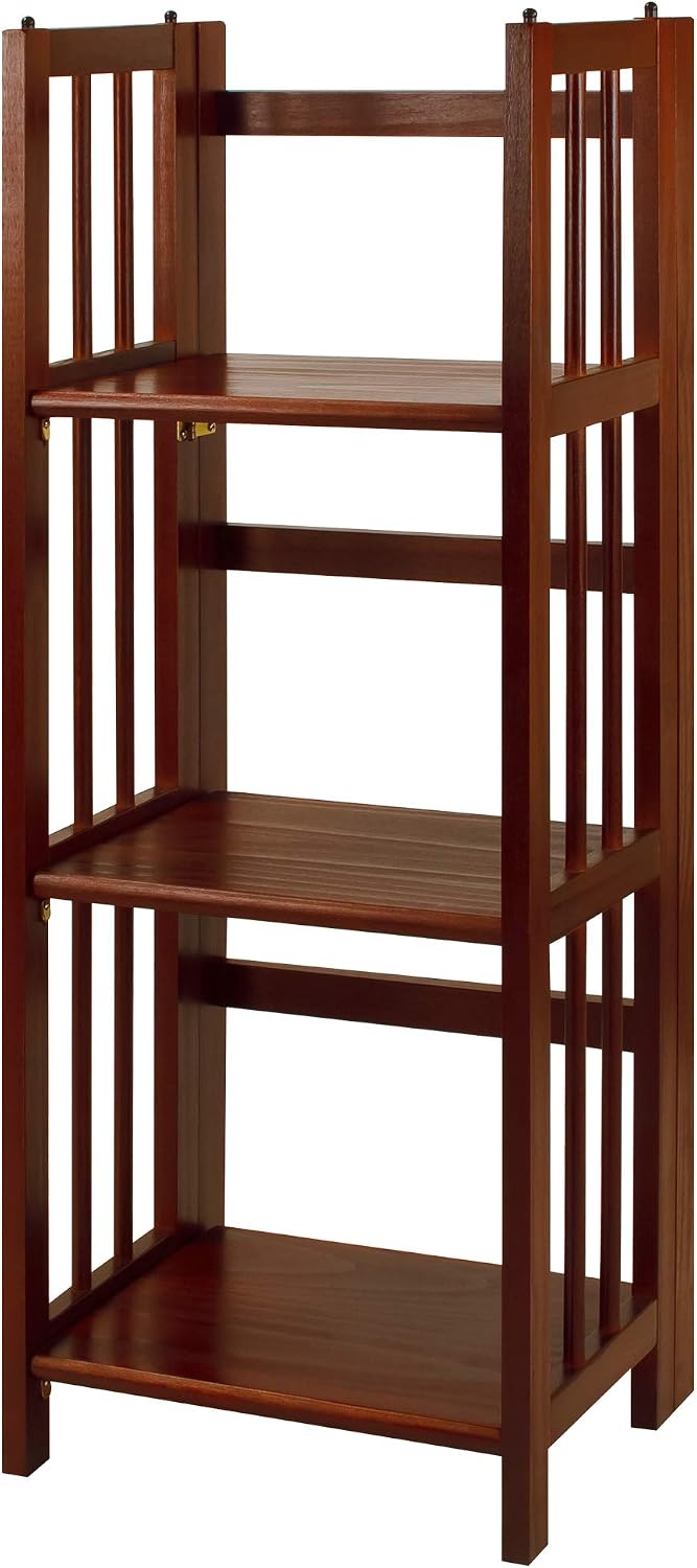 Casual Home Narrow 3-Shelf Folding Bookcase, 14" Wide, Walnut