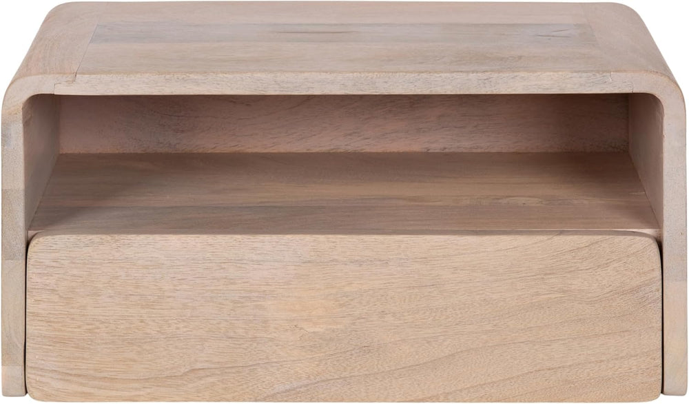 Kate and Laurel Kato Modern Mango Wood Floating Side Table with Drawer, 18 x ...