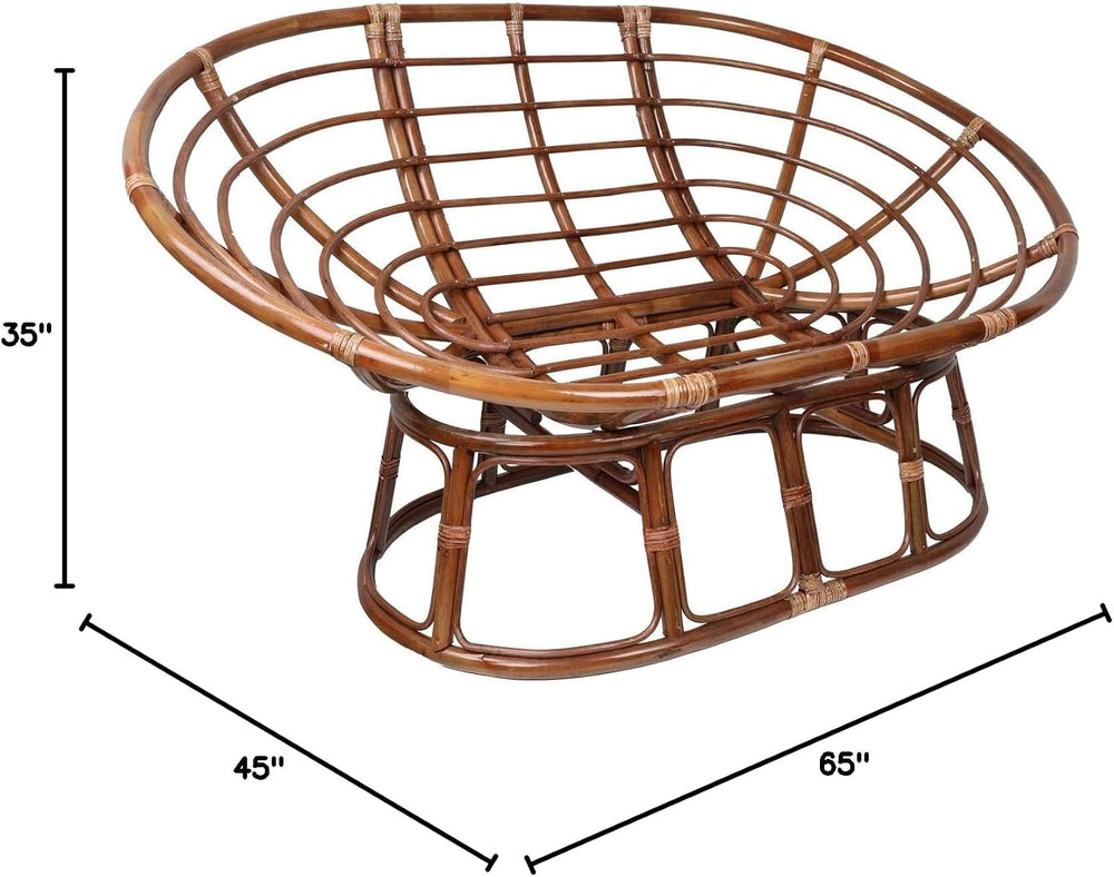 Maykoosh Rattan Double Papasan Chair with Twill Cushion - Bohemian Style Seat...