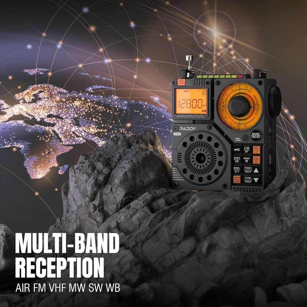 Raddy RF320 App Control Shortwave Radio, All-Band Receiver, Black