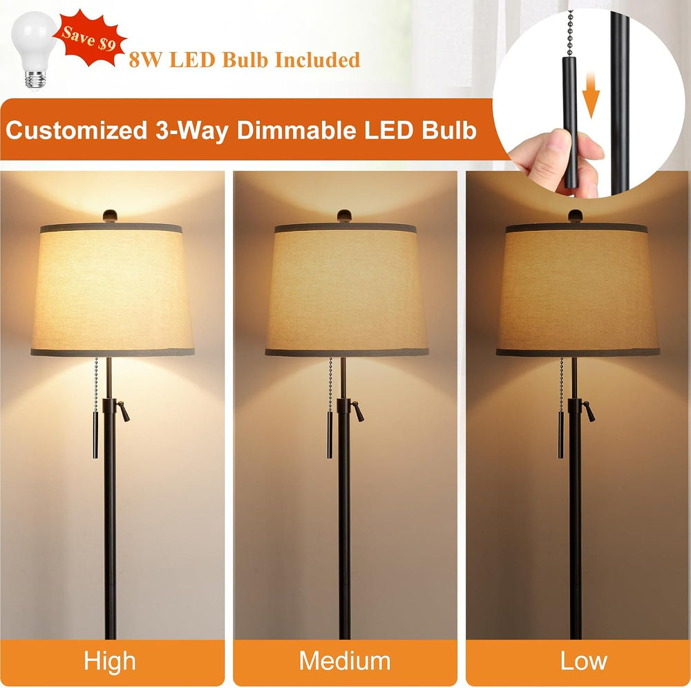 JUNNAI Floor Lamps for Living Room, Black Floor Lamp Adjustable Height Standi...