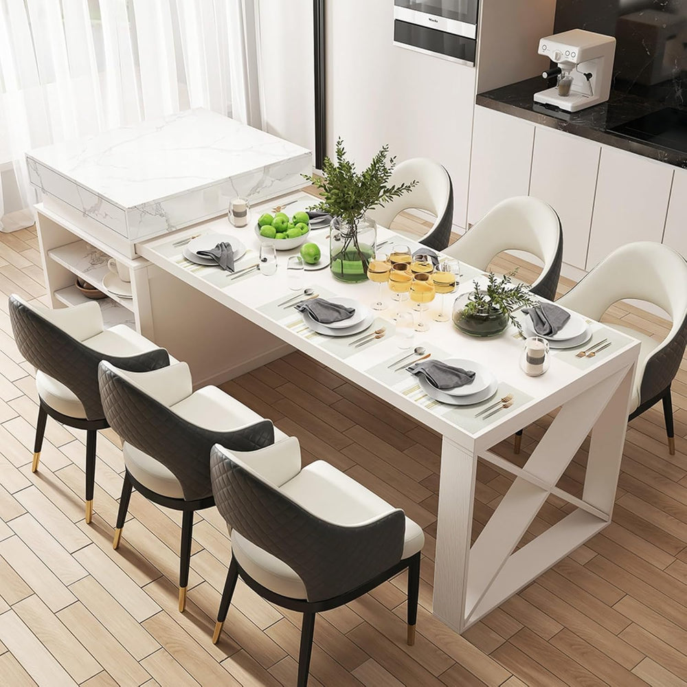 homary Extendable Kitchen Island 73"-93" with Storage Kitchen Cabin...
