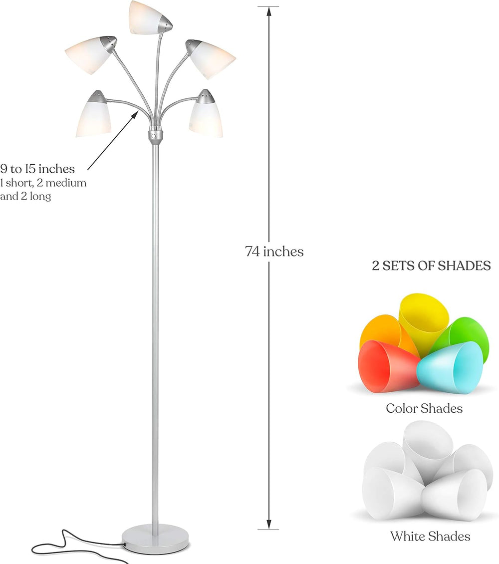 Brightech Medusa LED Floor Lamp – Multi-Head Dimmable Floor Lamp for Living R...